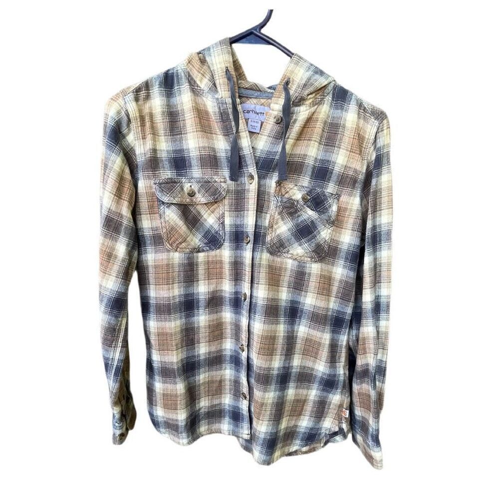 Carhartt size S. (4/6) flannel button up hoodie.